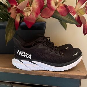 Hoka Black and White Athletic Shoes